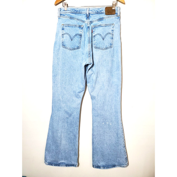 Levis Premium Ribcage Flare Jeans Womens 31 Blue High-Rise Button Fly LIGHT WASH - Picture 4 of 14